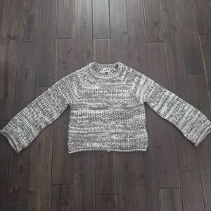 Universal Thread Gray & White Chunky Knit Crewneck Winter Sweater S